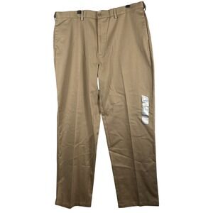 Architect Mens 40x32 Khaki Iron Free Flat Front Classic Fit Extender Waistband